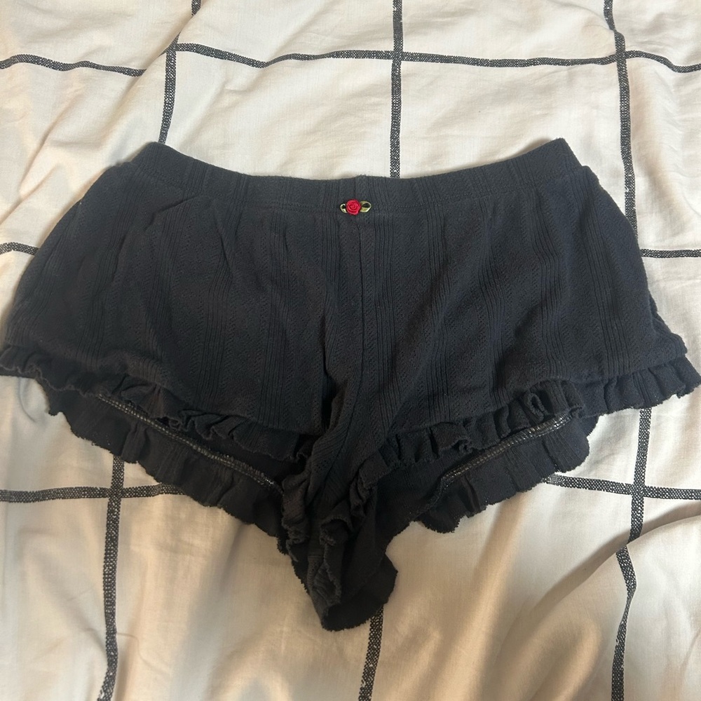Urban outfitters Black Ruffled micro shorts